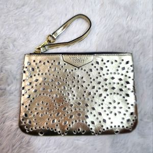 Victoria's Secret Gold Laser cut Design Wristlet